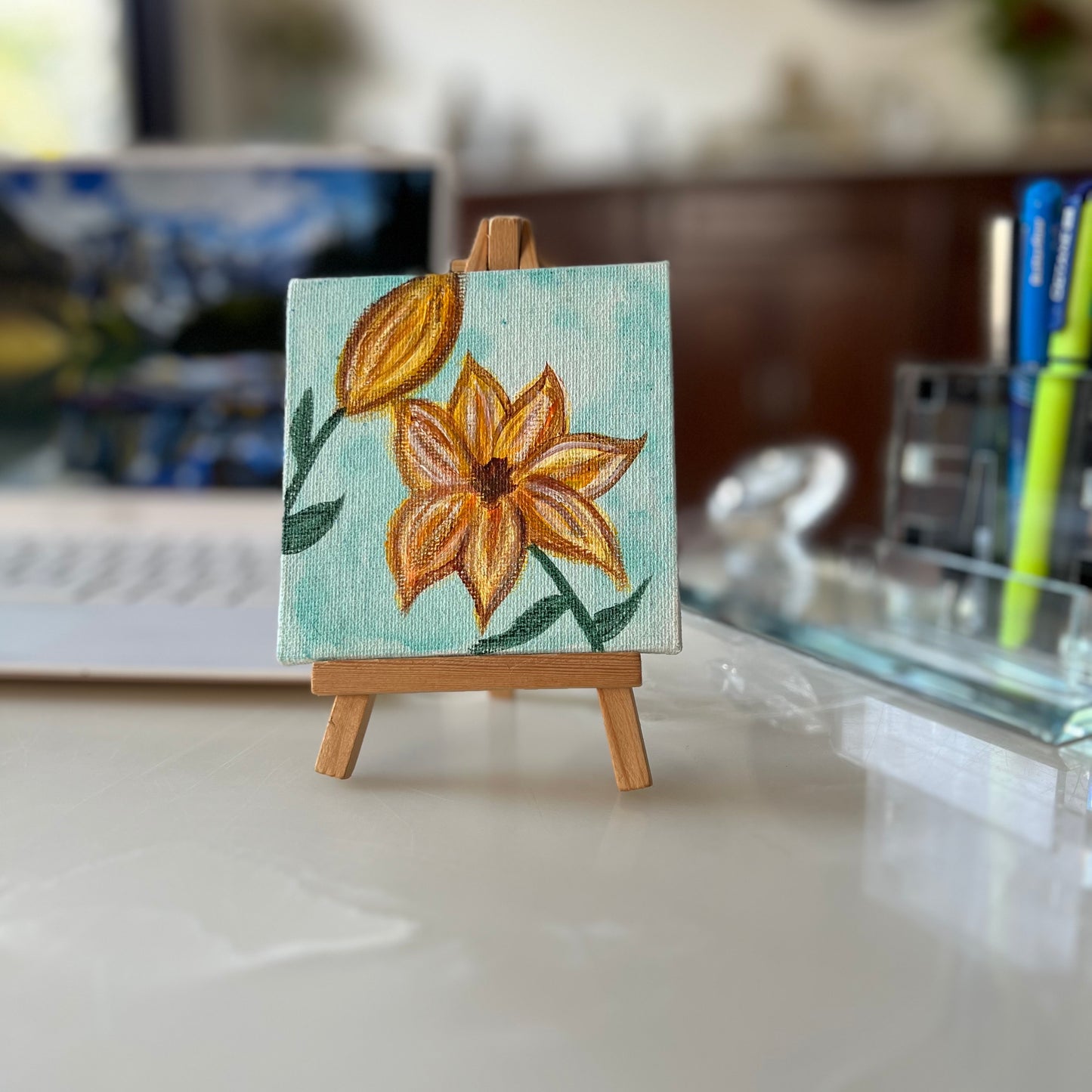 Desktop Paintings | 4" Square Canvas with FREE Easel