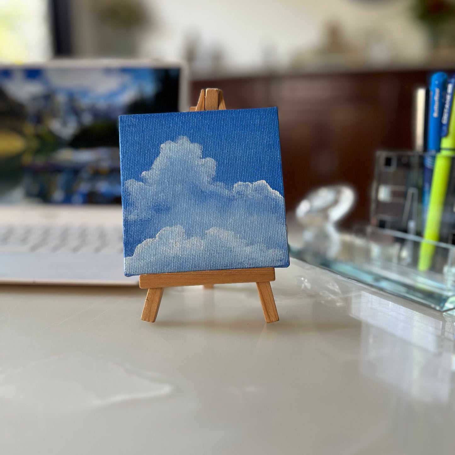 Desktop Paintings | 4" Square Canvas with FREE Easel
