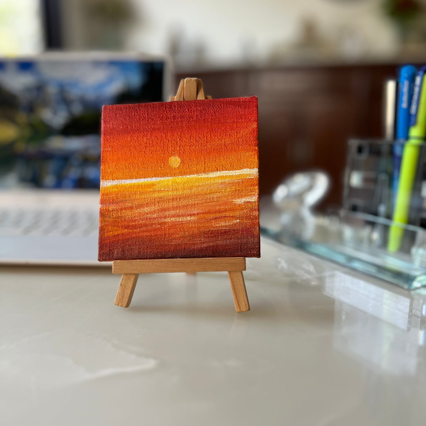 Desktop Paintings | 4" Square Canvas with FREE Easel