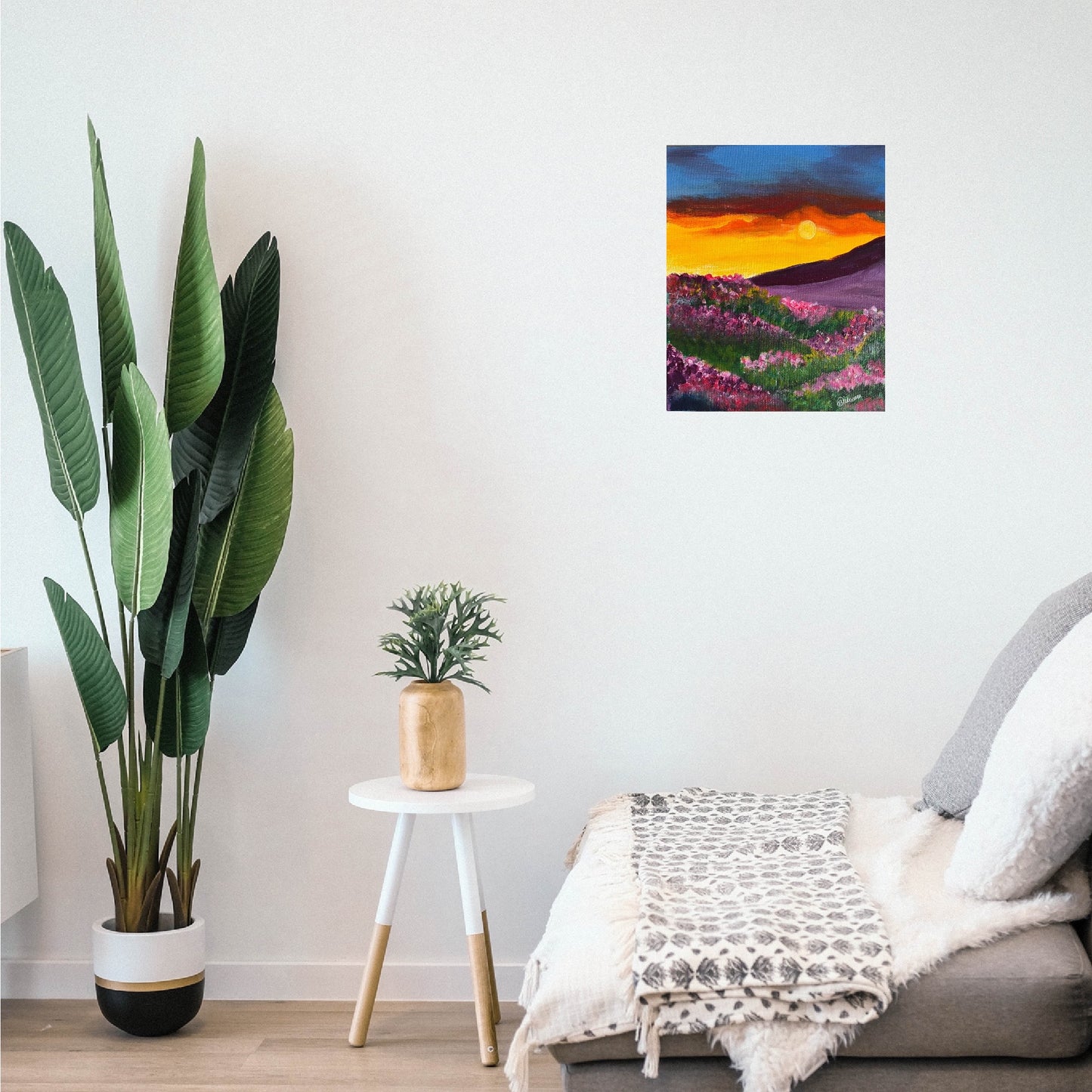 Detailed Acrylic Painting on 12" x 10" Stretched Canvas | Sunset Blooms