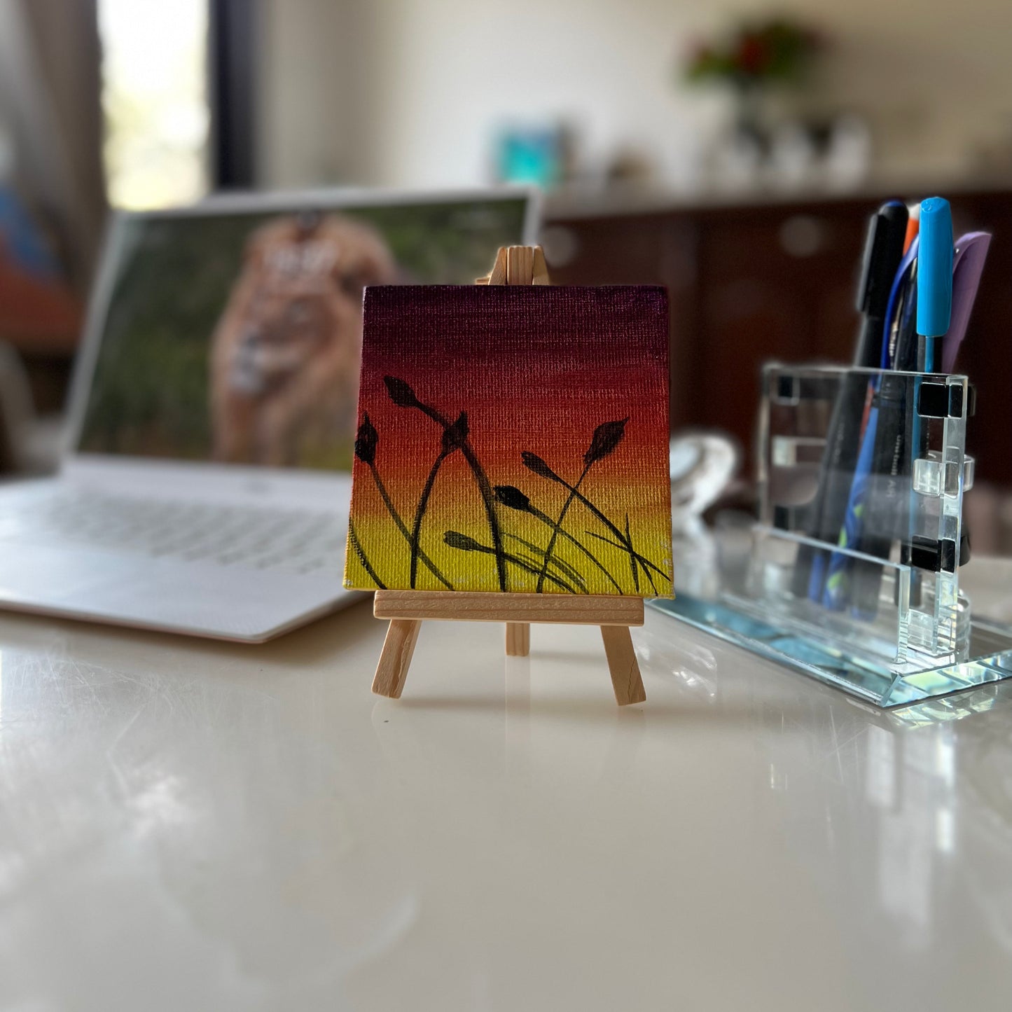 Desktop Paintings | 4" Square Canvas with FREE Easel