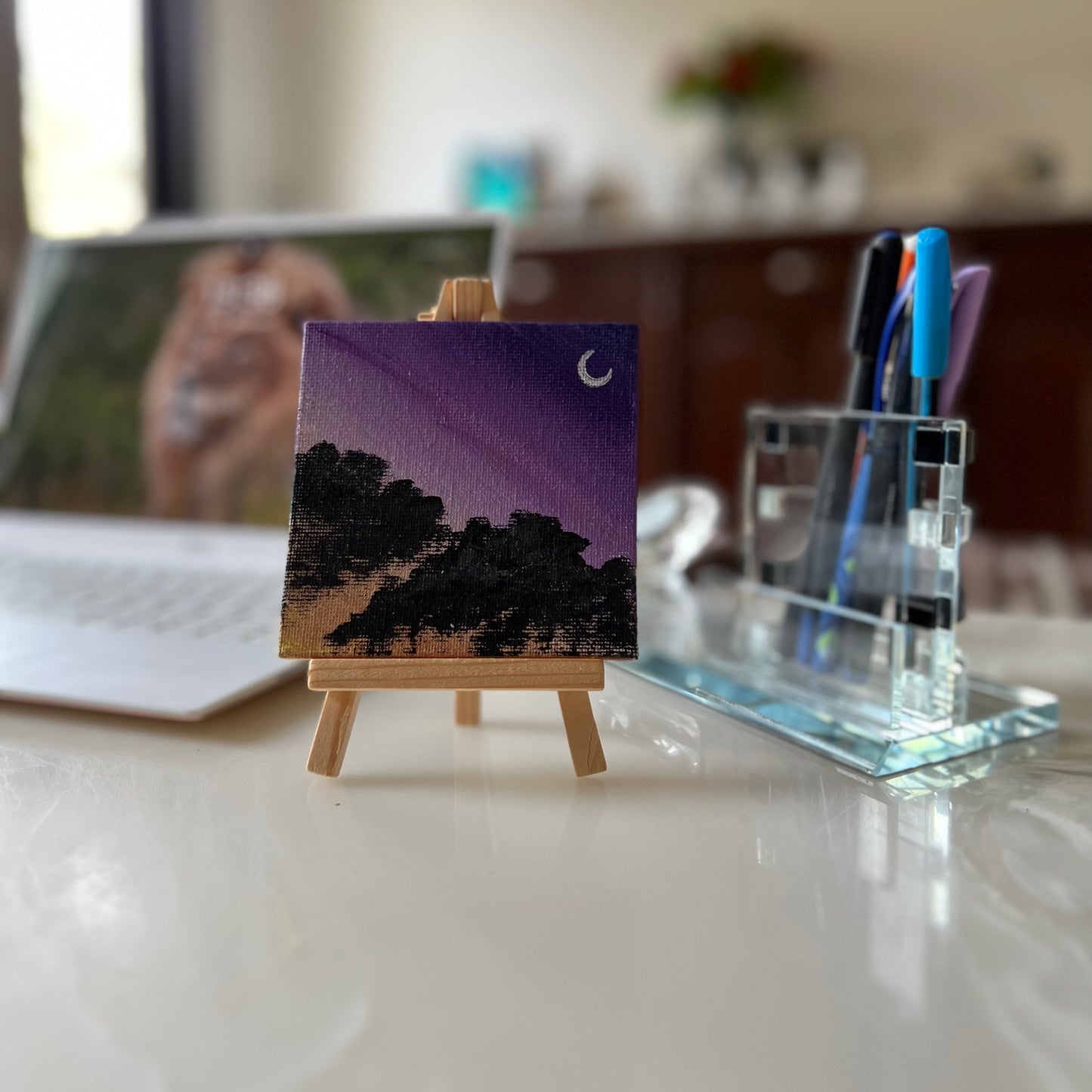 Desktop Paintings | 4" Square Canvas with FREE Easel