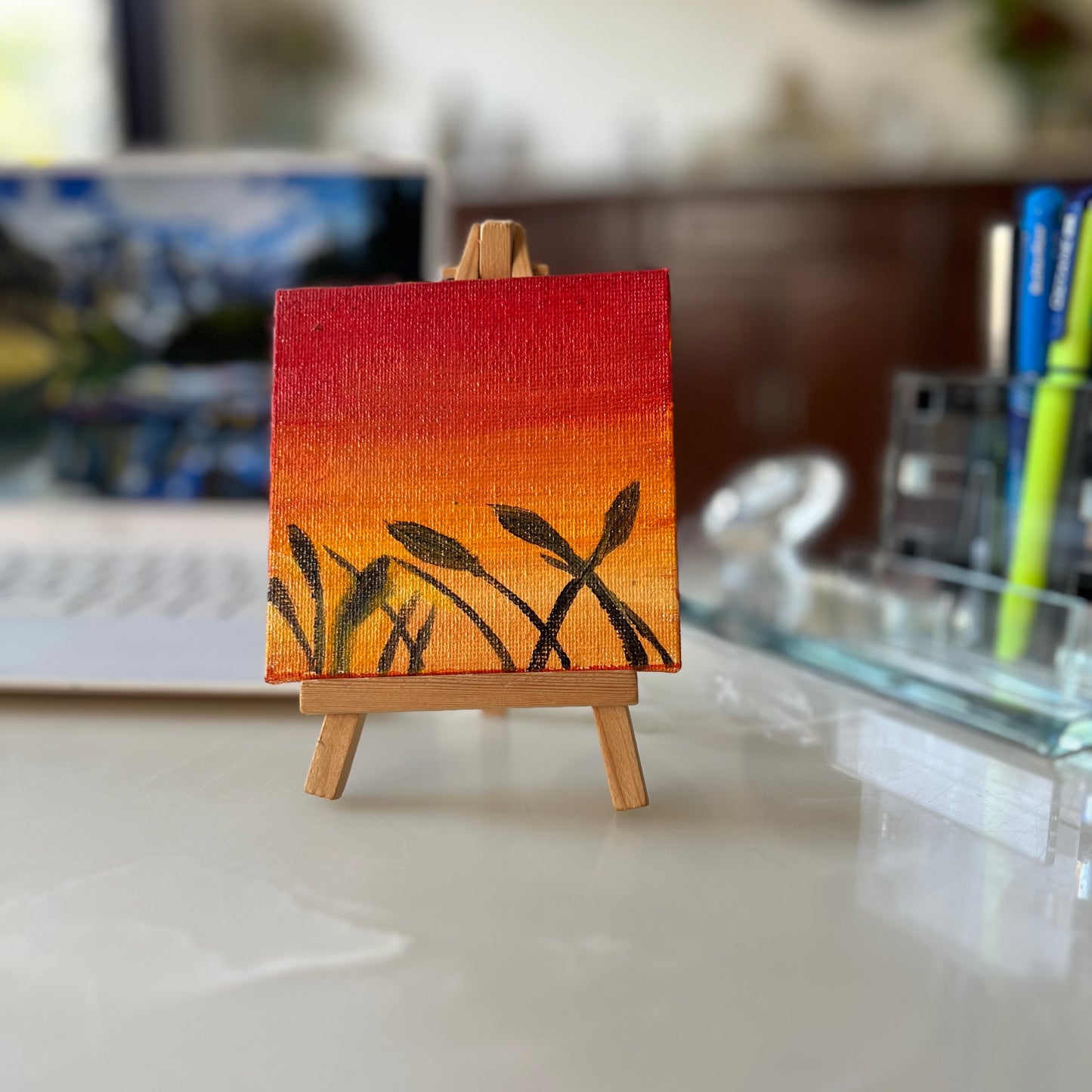 Desktop Paintings | 4" Square Canvas with FREE Easel