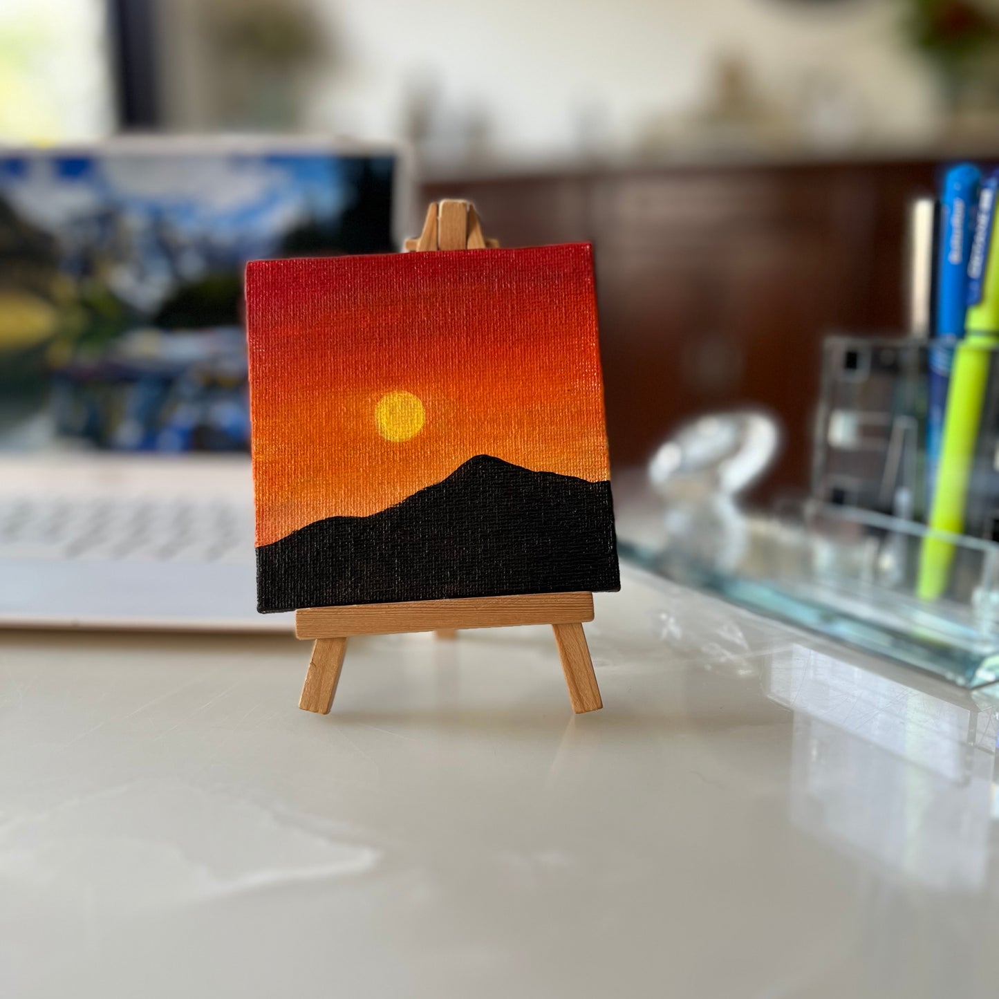 Desktop Paintings | 4" Square Canvas with FREE Easel