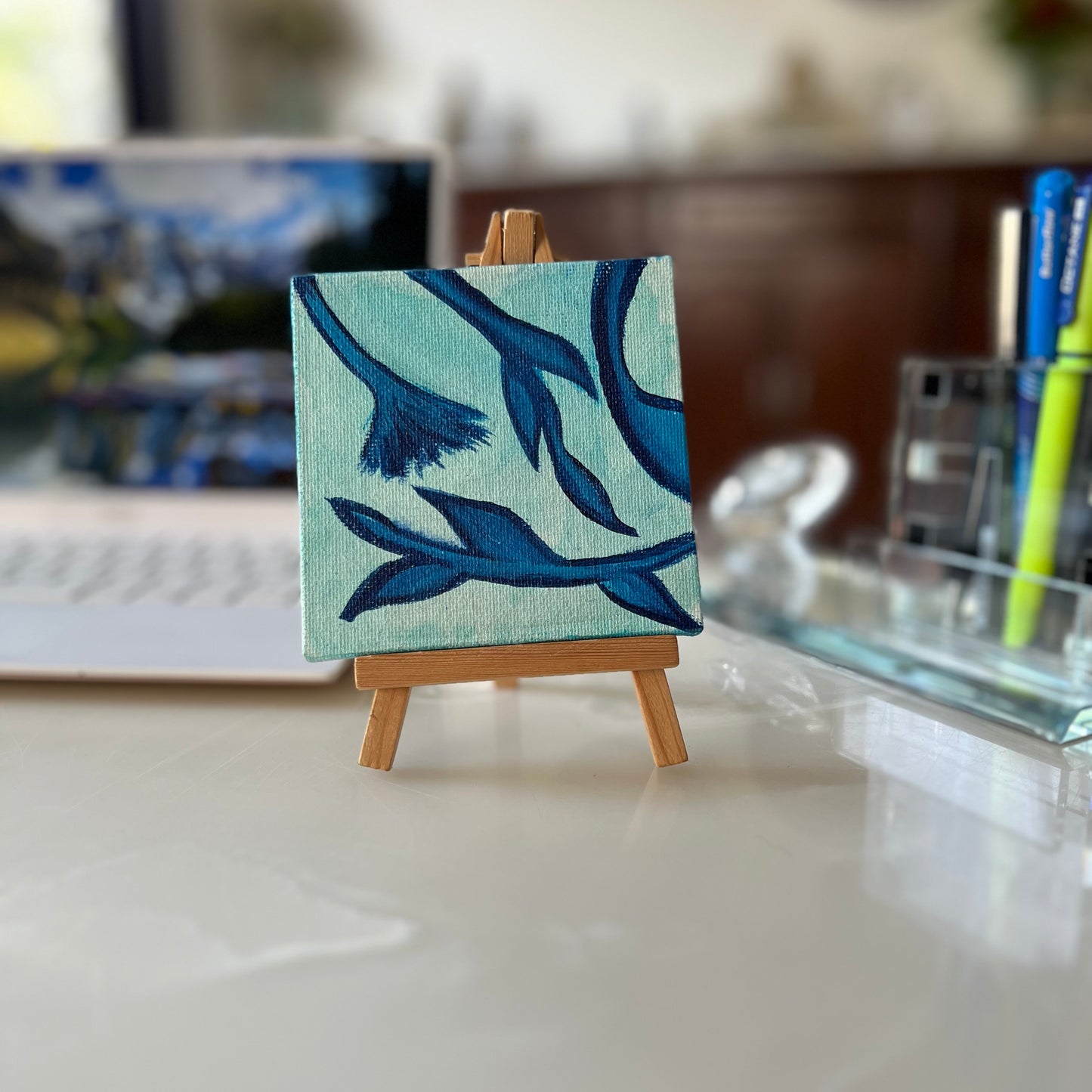 Desktop Paintings | 4" Square Canvas with FREE Easel