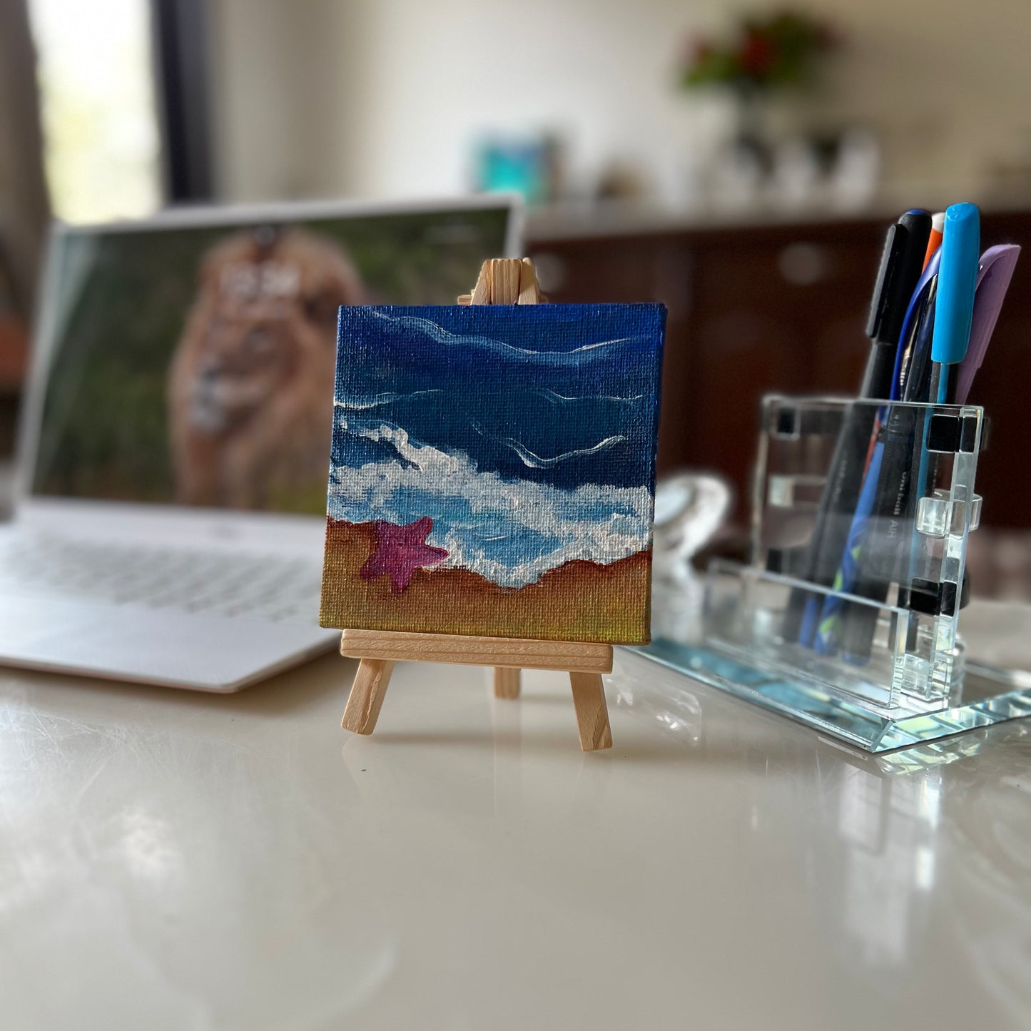 Desktop Paintings | 4" Square Canvas with FREE Easel