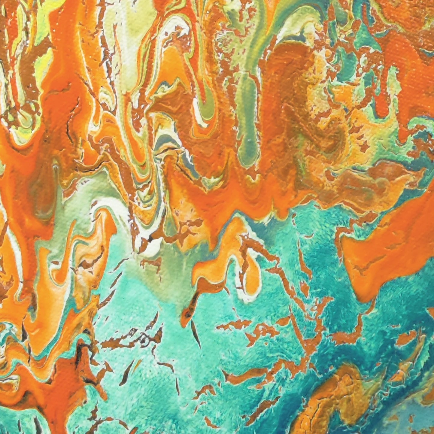 Fluid Abstract Painting on 16" Round Canvas | Basneel
