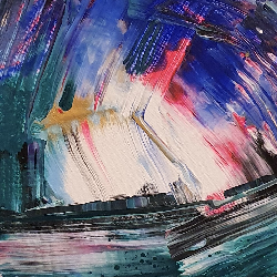 Fluid Abstract Painting on 16" Round Canvas | Manifestation Triangle