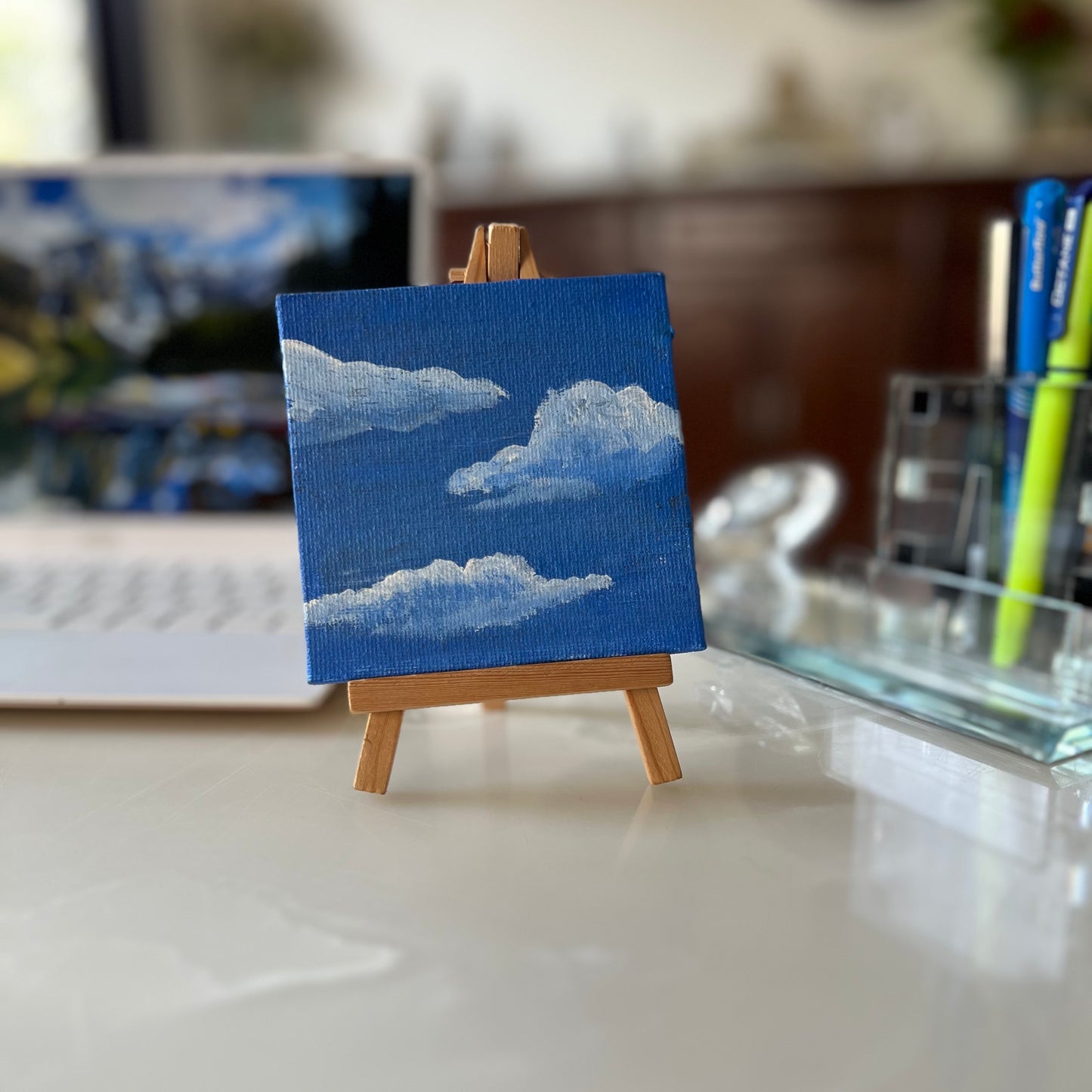 Desktop Paintings | 4" Square Canvas with FREE Easel