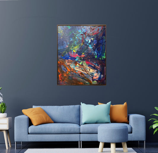 Fluid Abstract Painting on 36" x 30" Stretched Canvas