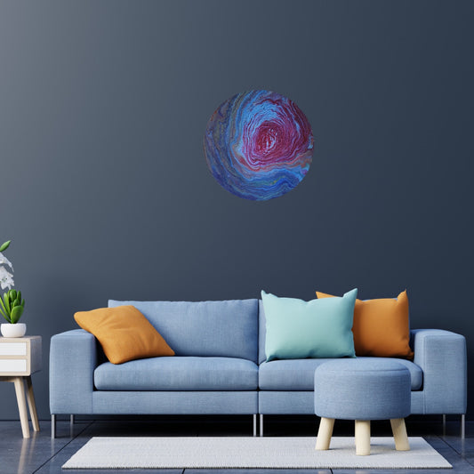 Fluid Abstract Painting on 24" Round Canvas | Unknown Planet
