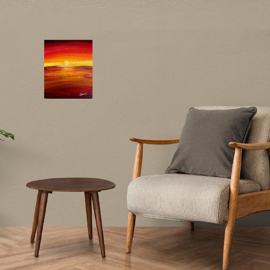 Detailed Acrylic Painting on 12" x 10" Stretched Canvas | Smooth Sunset