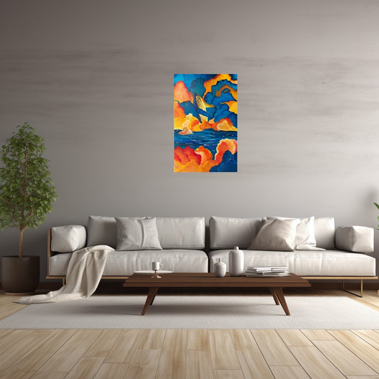 Detailed Acrylic Painting on 36" x 18" Stretched Canvas | Dream of Whale
