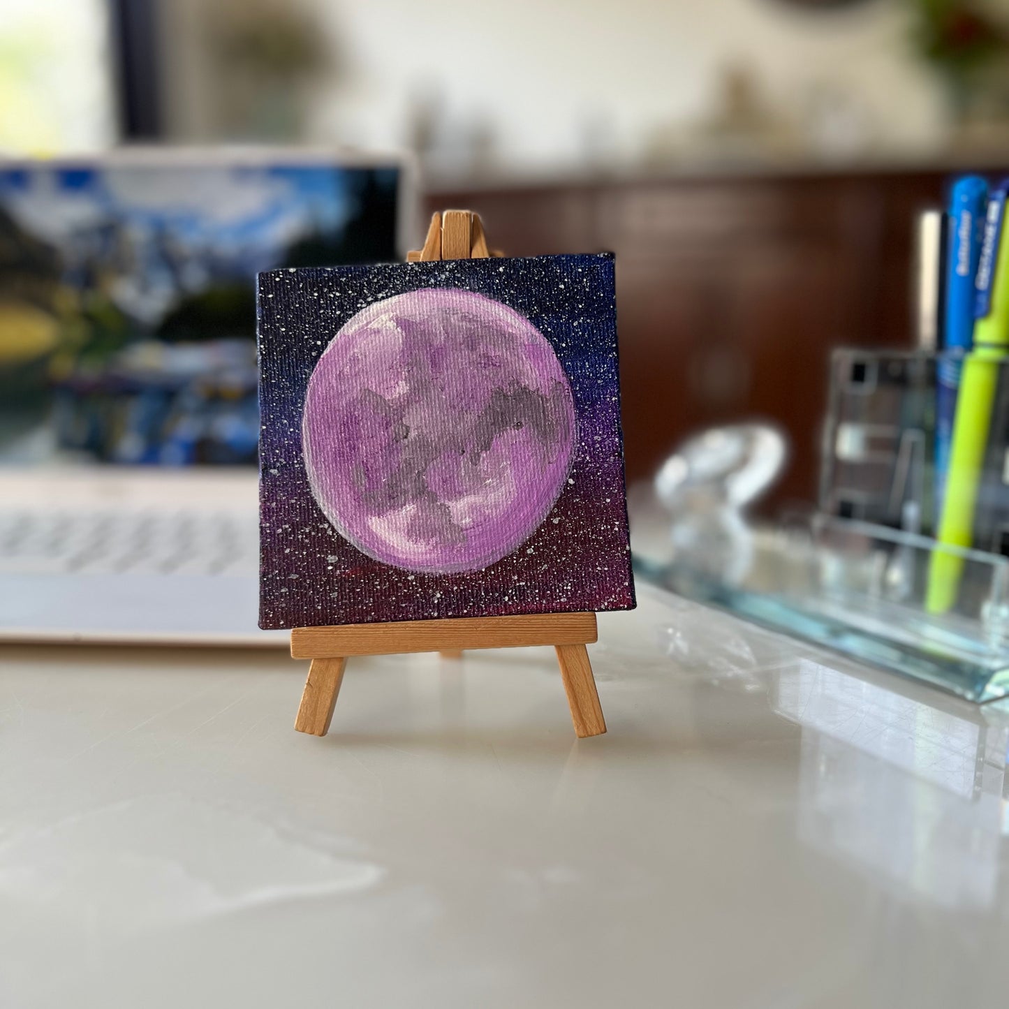 Desktop Paintings | 4" Square Canvas with FREE Easel