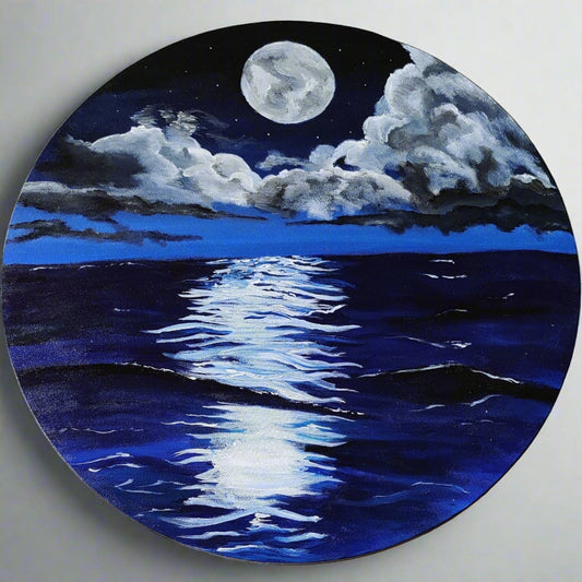Detailed Acrylic Painting on 24" Round Canvas | Moon Moon Baara